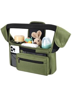 Stroller Organizer Bag with Cup Holders Detachable Phone Bag and Shoulder Strap
